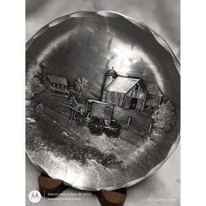 Wendell August Forge Amish Country Hand Hammered Aluminum Plate with Stand 4.5in